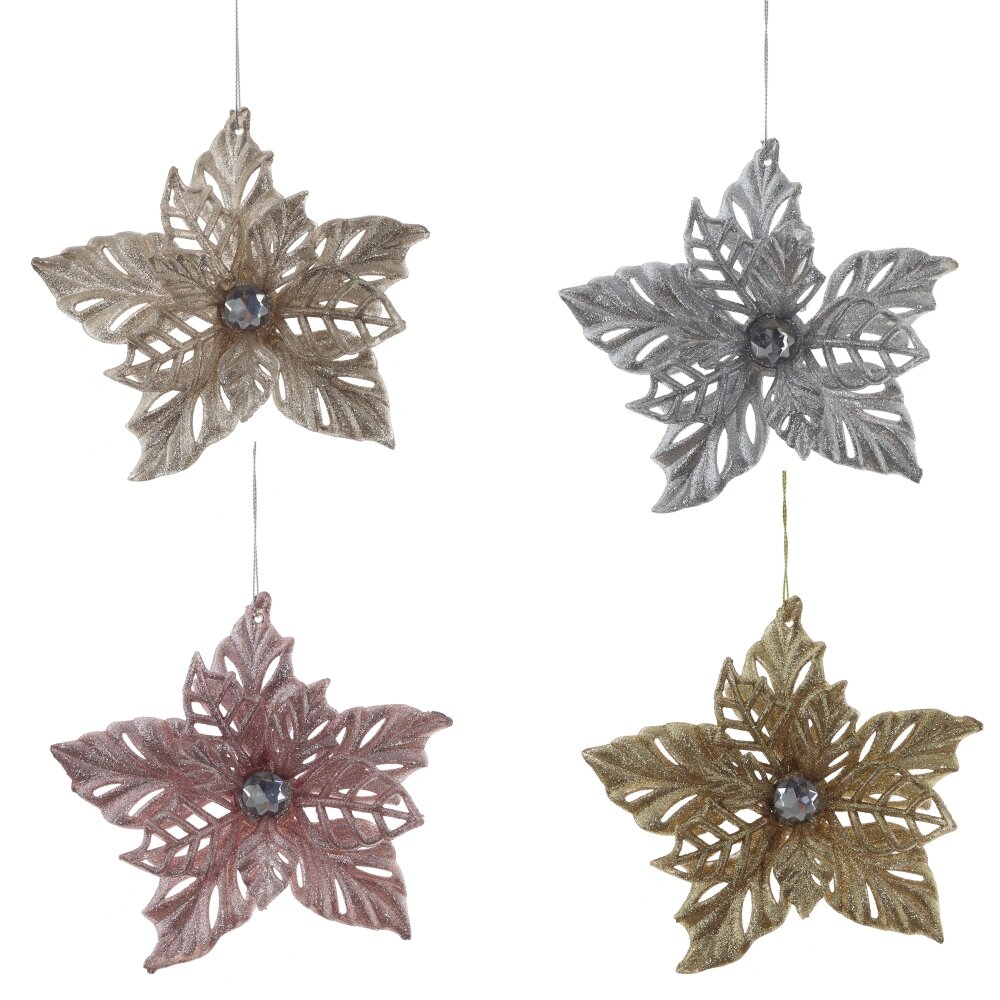 Цветок искусственный Пуансеттия 14х4х14см 4в. арт.822775 по цене 