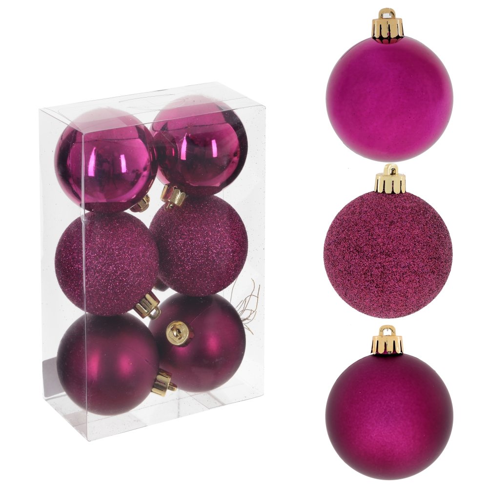 Украшение новогоднее Шар Блеск, фиолетовый набор из 6шт, 6х6х8см по цене 