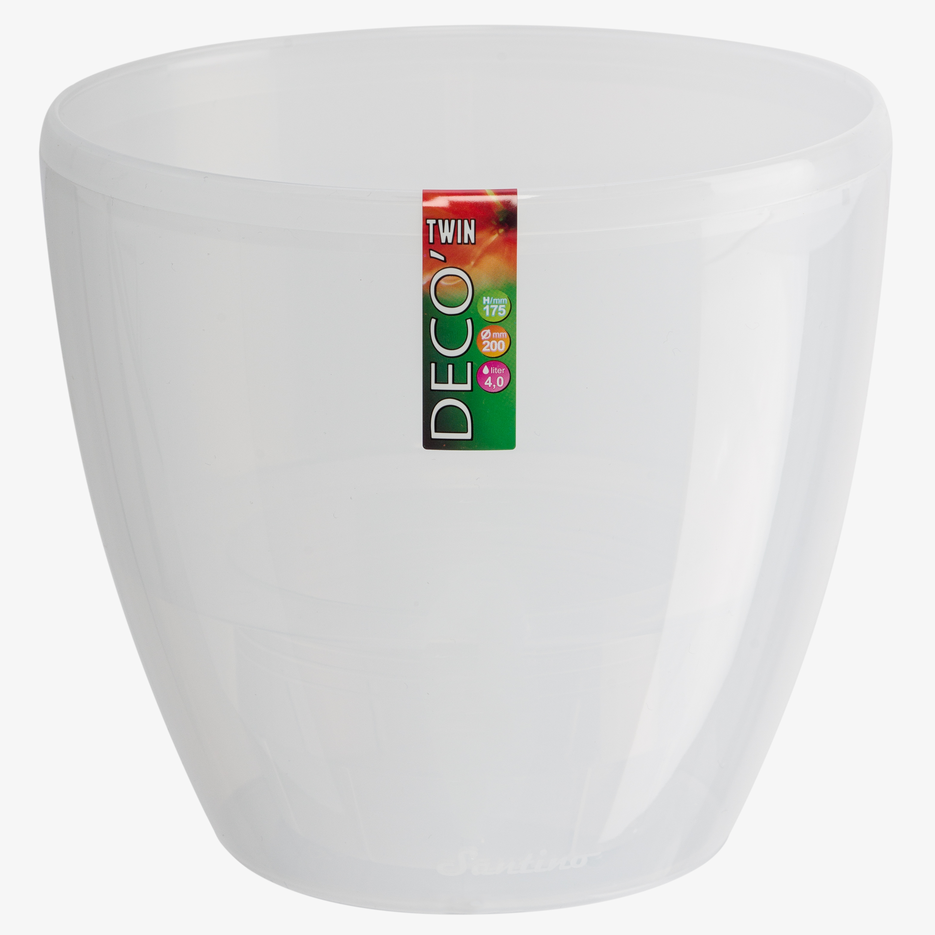 Кашпо Сантино ДЕКО ТВИН со вставкой пластик d14см h12,5см V1,5л прозрачный по цене 
