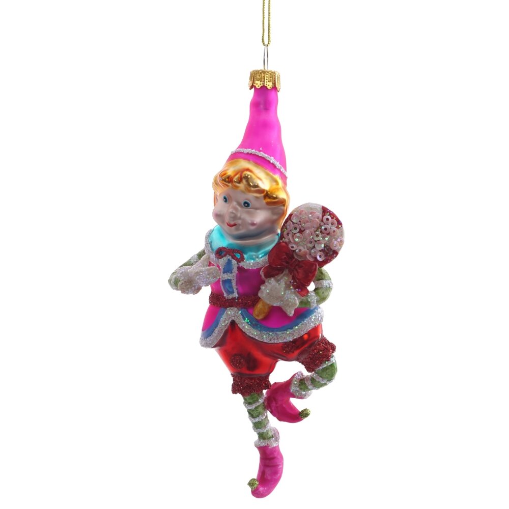 Украшение новогоднее Клоун 7х4,5х16см, стекло арт.809398 по цене 
