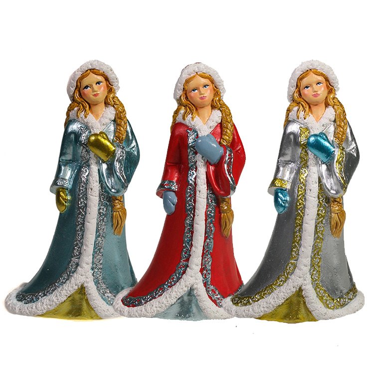 Фигура декоративная Снегурочка в варежках, полистоун 9.5х6.5х15см, 3в. по цене 