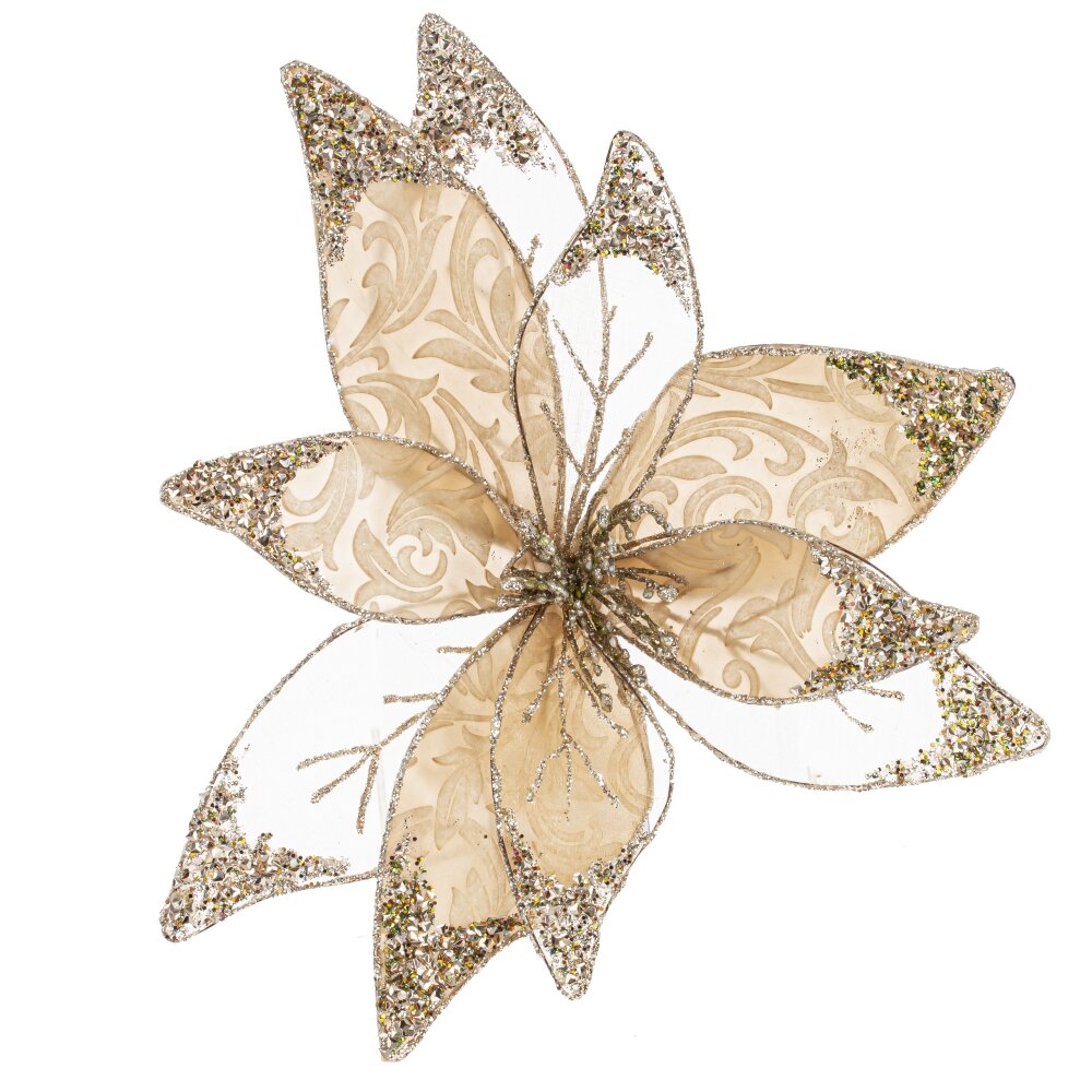 Цветок искусственный Пуансеттия 30х10х30см полимерные материалы, металл арт.793136 по цене 