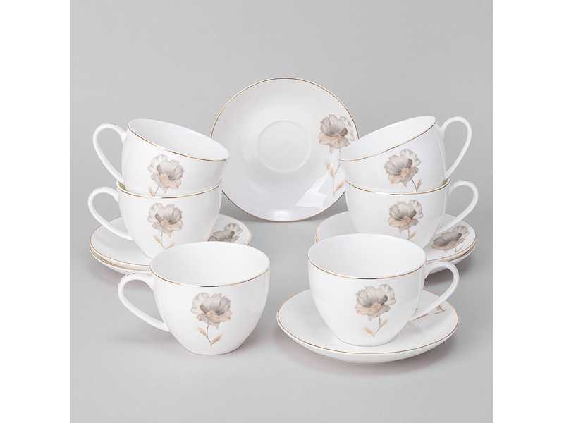 Набор чайный Лефард Вдохновение Золотой цветок на 6пер 12пр 260мл, фарфор арт.422-124 по цене 