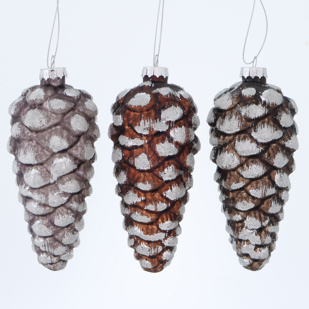 Украшение подвесное Шишка стекло, в асс. 12x6см арт.2003410 по цене 