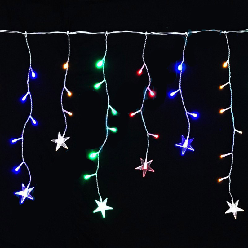 Гирлянда Бахрома 100 светодиодов 18 нитей с насадками цвет мульти, 170х50см по цене 