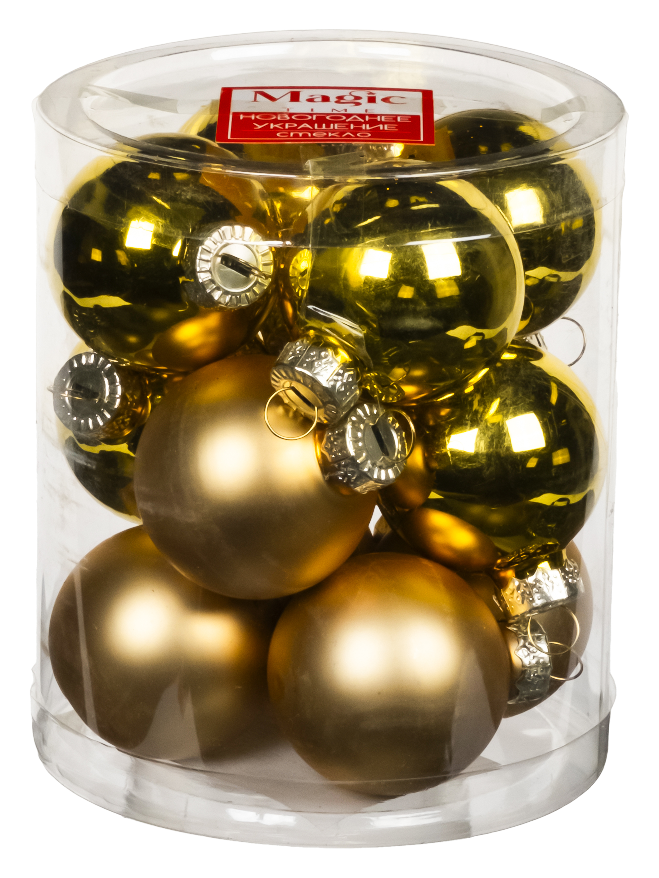 Украшение новогоднее Шар золото набор 12шт 4x4x4см, стекло арт.92663 по цене 