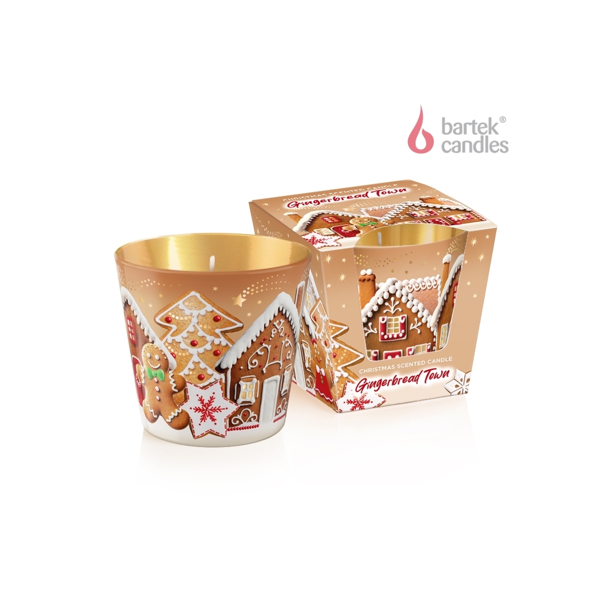 Свеча ароматизированная в стакане Бартек Пряничный городок 115гр по цене 