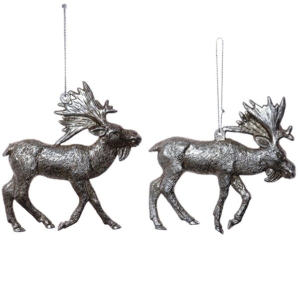 Украшение новогоднее Лось серебро 10,5/11х1х11см, 2в. по цене 