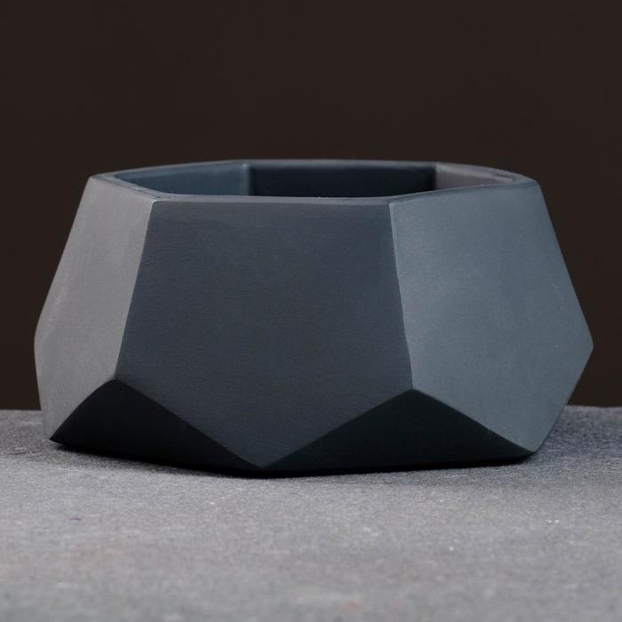 Кашпо ВипСет Техно, гипс антрацит 0,22л по цене 