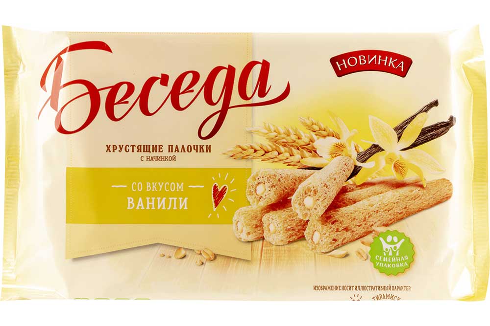 Палочки хрустящие Беседа в начинкой ваниль 180г по цене 