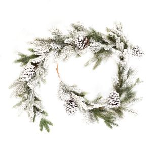 Гирлянда еловая с шишками заснеженная зеленый белый 183см по цене 