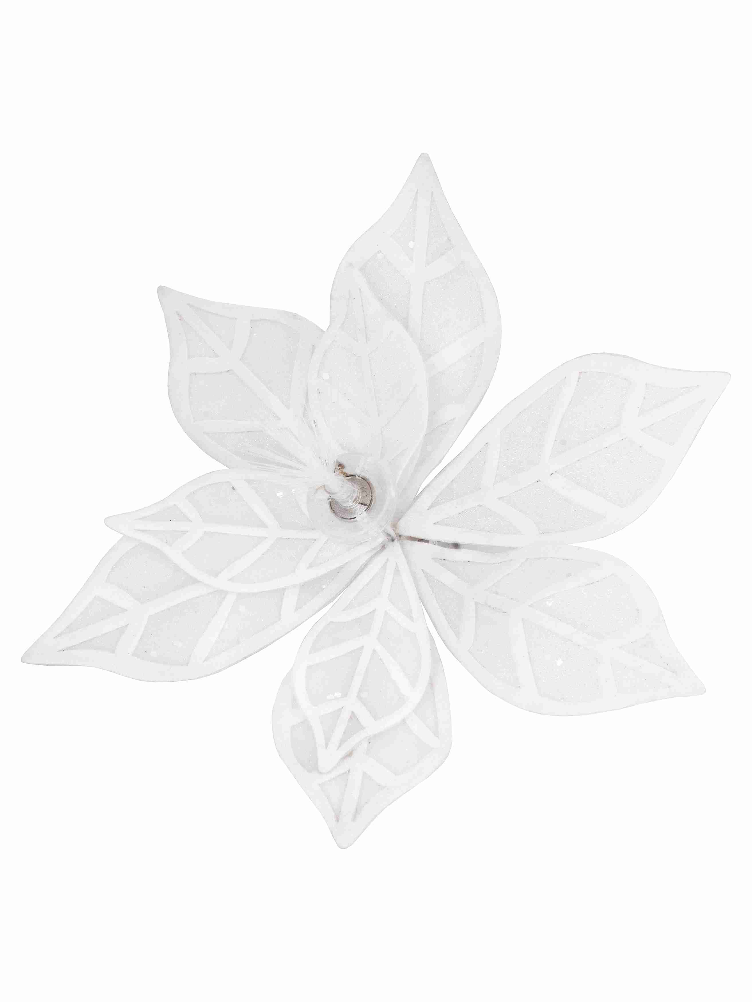 Украшение елочное Цветок на клипсе со светодиодной подсветкой, теплый белый 28х28х18см арт.92406 по цене 