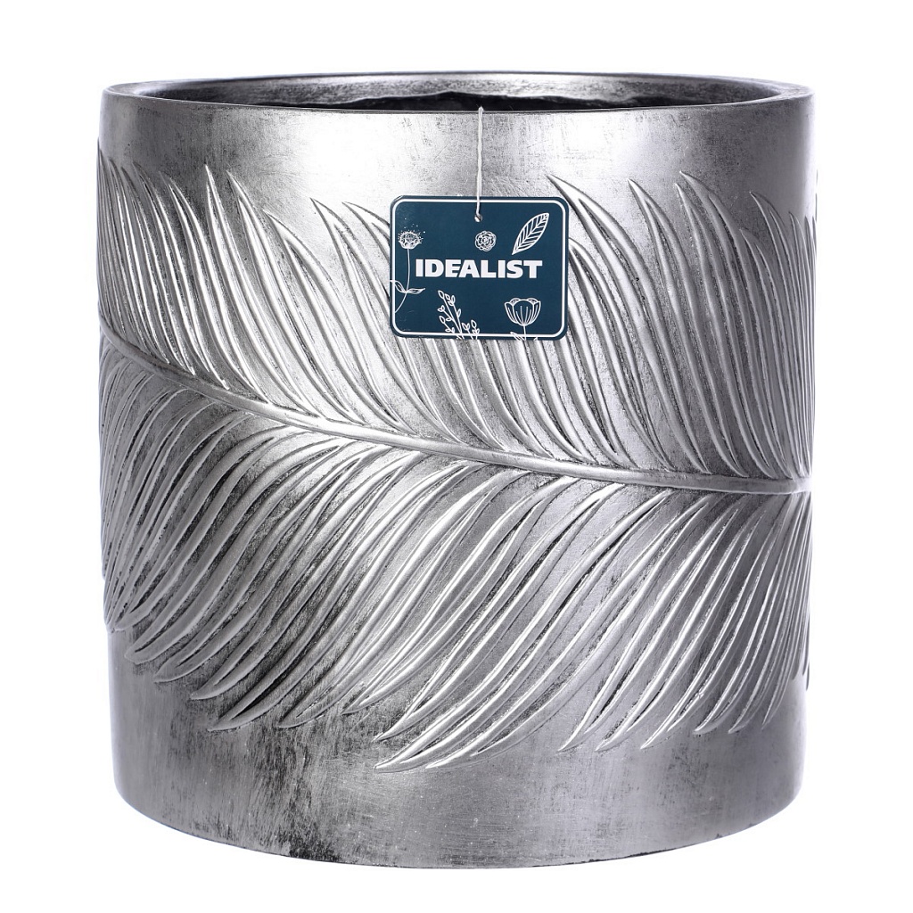 Кашпо Лист серебро 23,4л 31х31см, файберстоун арт.LEAF-R-31-SLV по цене 