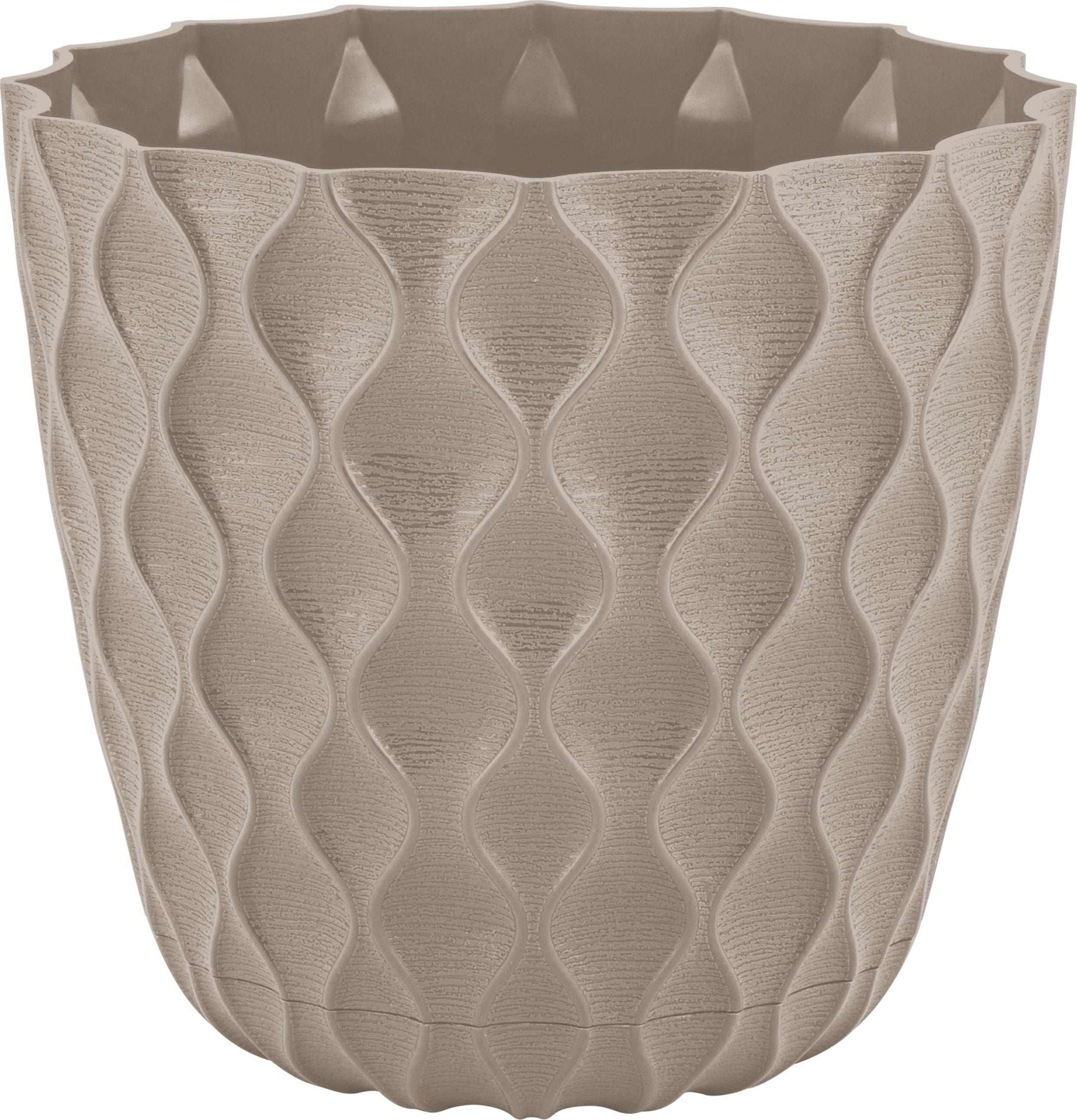 Горшок ИнГрин Волна с дренажной сеткой и поддоном 0,65л 11,5см, французский платан по цене 