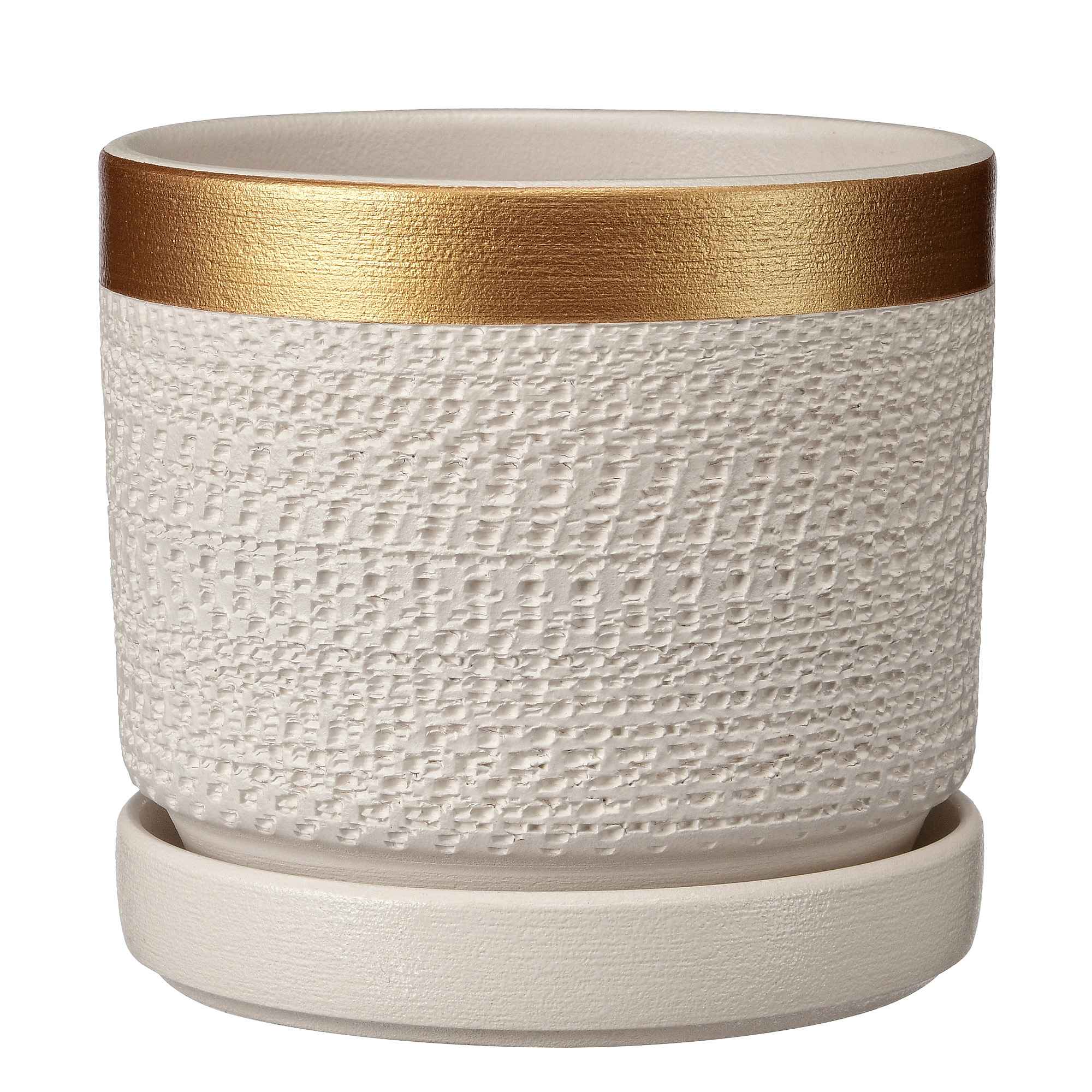 Горшок Брюссель белый золото цилиндр 18см, керамика по цене 