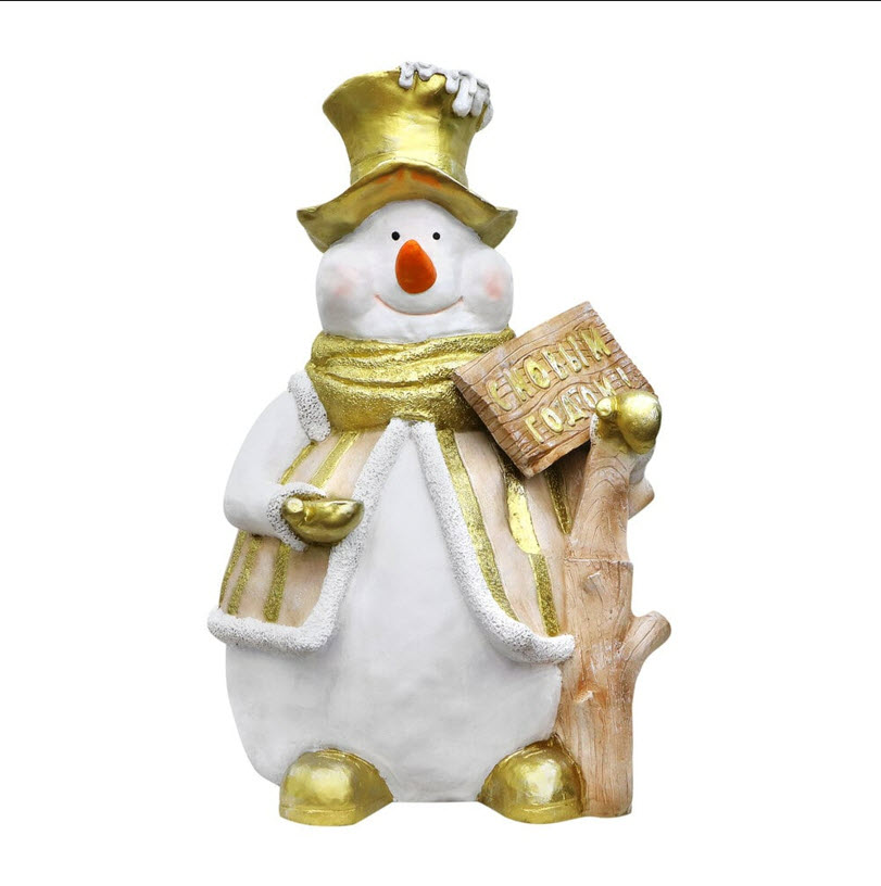 Фигура декоративная Снеговик большой с табличкой Н-110см полистоун арт.НФ174 по цене 