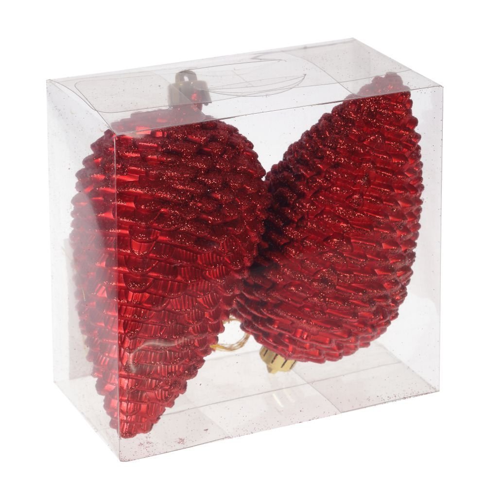 Украшение новогоднее Шишка красная набор из 2-х шт 12х6,5х12см полимерные материалы арт.722850 по цене 