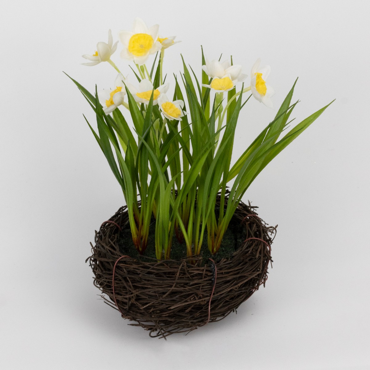 Цветок искусственный Нарциссы в кашпо 12х12х27см, белый по цене 