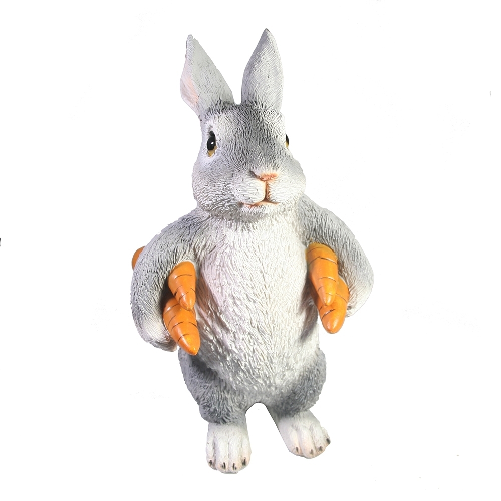 Фигура декоративная Зайка несет морковь 9х13х22см, полистоун арт.713936/F766 по цене 