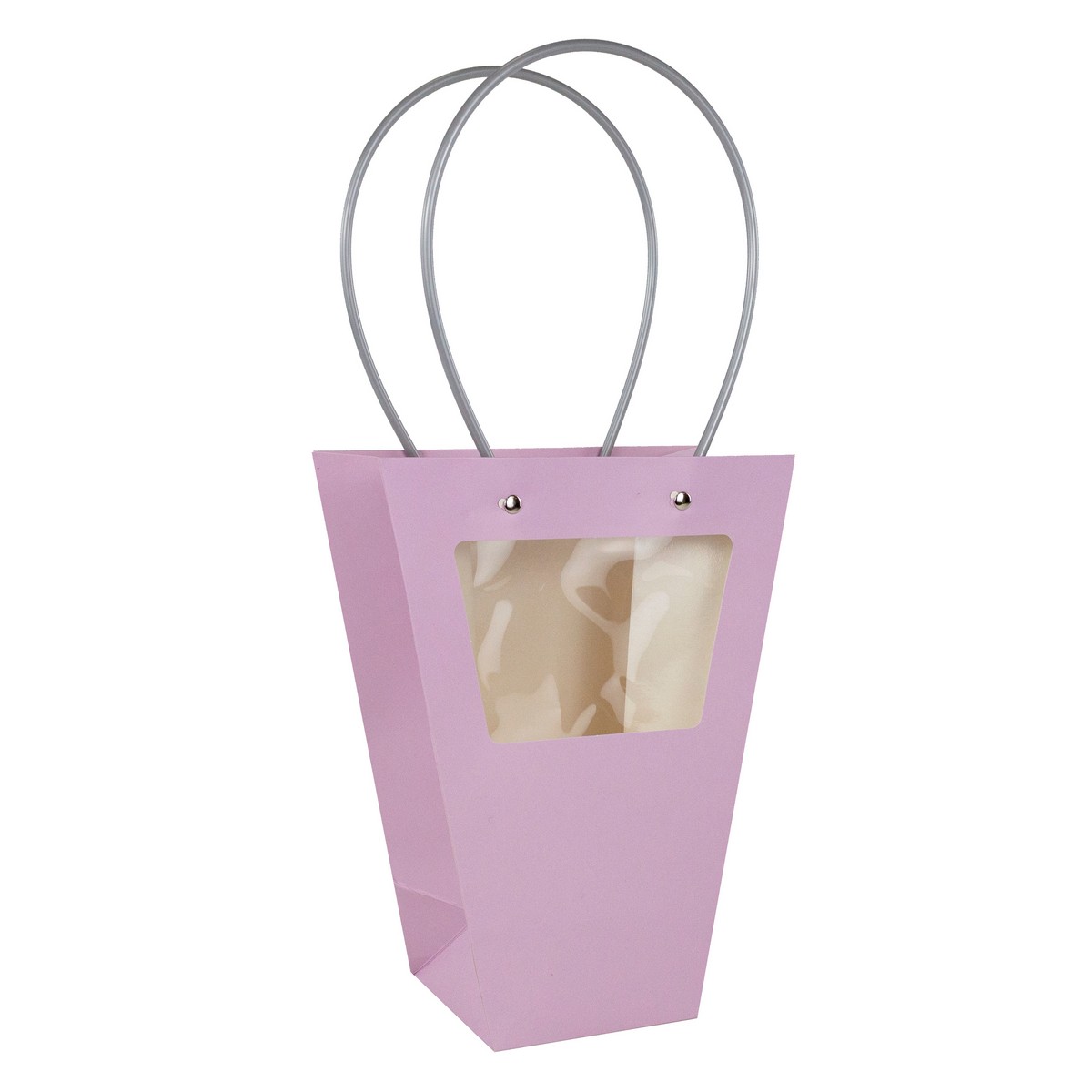 Пакет подарочный с прозрачной вставкой 20x10x26см, сиреневый по цене 