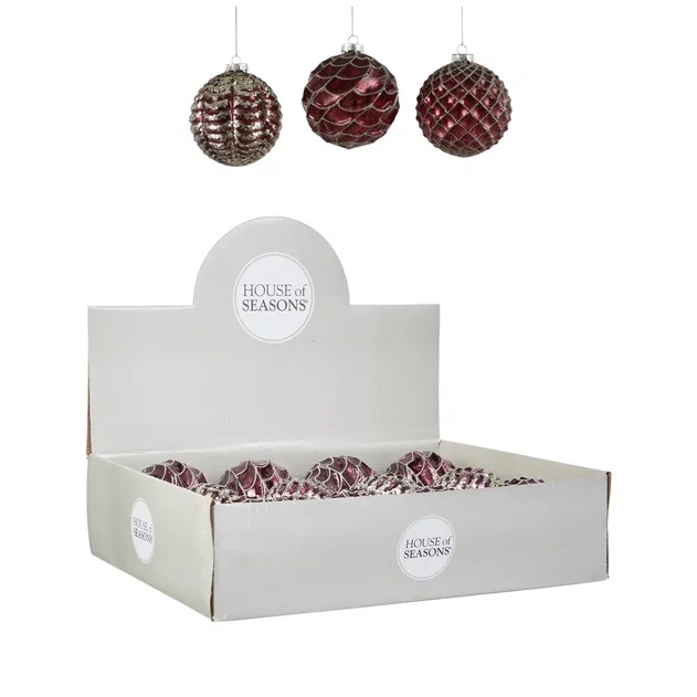 Украшение новогоднее Шар Пурпурный в асс., арт.84004 10см, 3в. по цене 