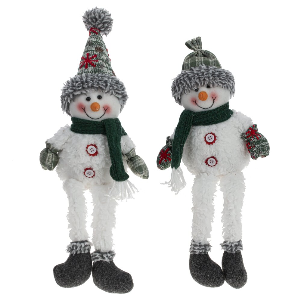 Игрушка набивная Снеговик в зеленом шарфе 13х7х45см арт.792842 по цене 