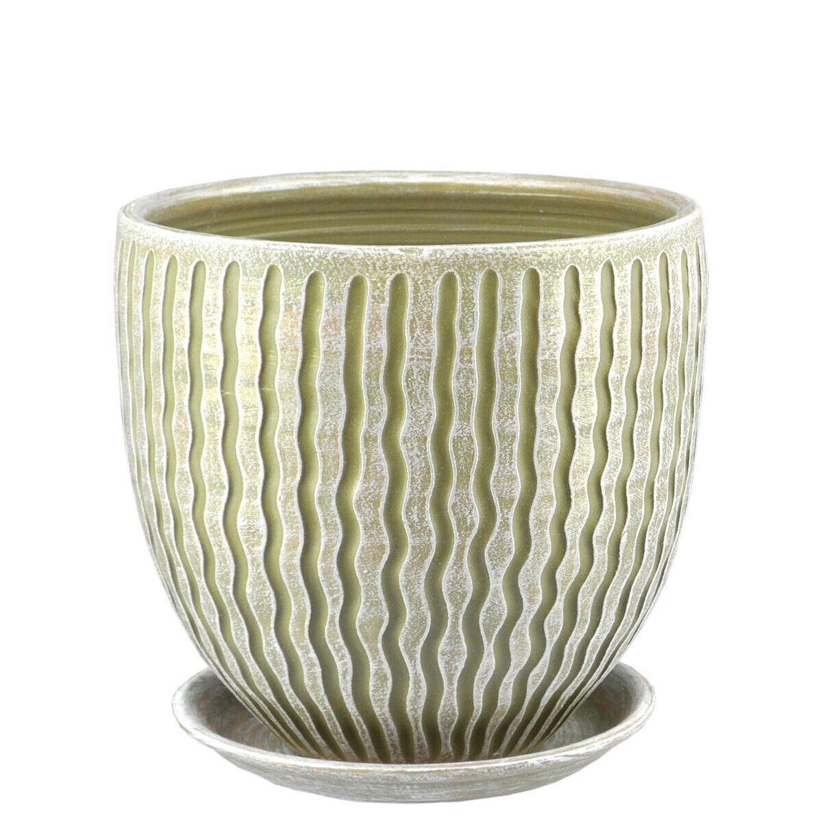 Горшок бутон Мане с поддоном 24см керамика оливка по цене 