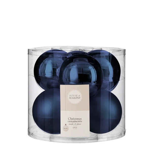 Украшение новогоднее Шар Темно-Синий, набор из 6шт, 8см по цене 