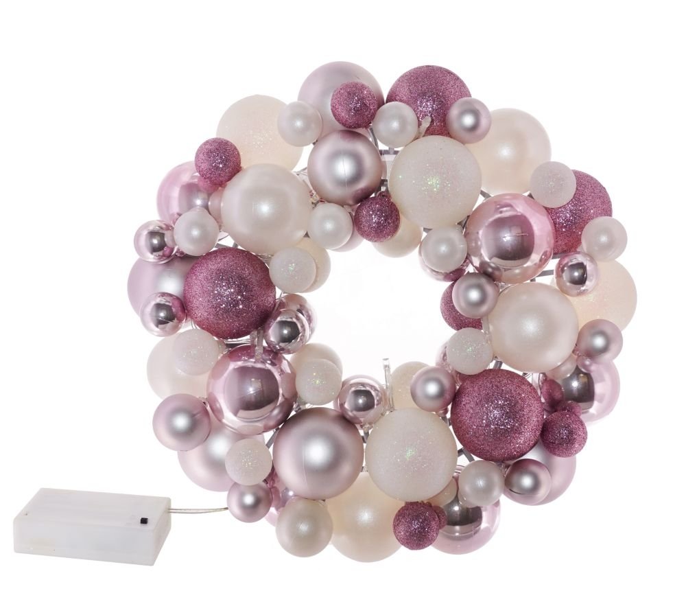 Венок с подсветкой бело-розовый 33см 2хАА не входят в комплект по цене 