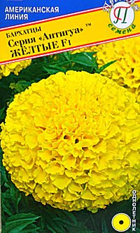 Семена Бархатцы (Тагетес) прям Антигуа F1 жёлтые 5шт Престиж 