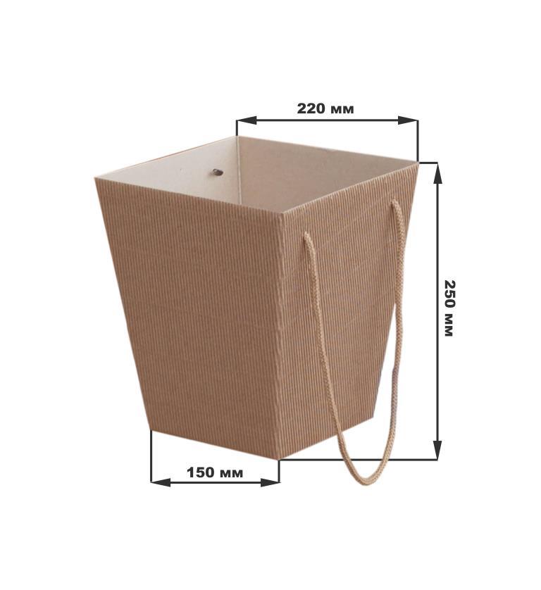 Коробка для цветов 150х220х250 4х-слойная с открытой волной крафт по цене 