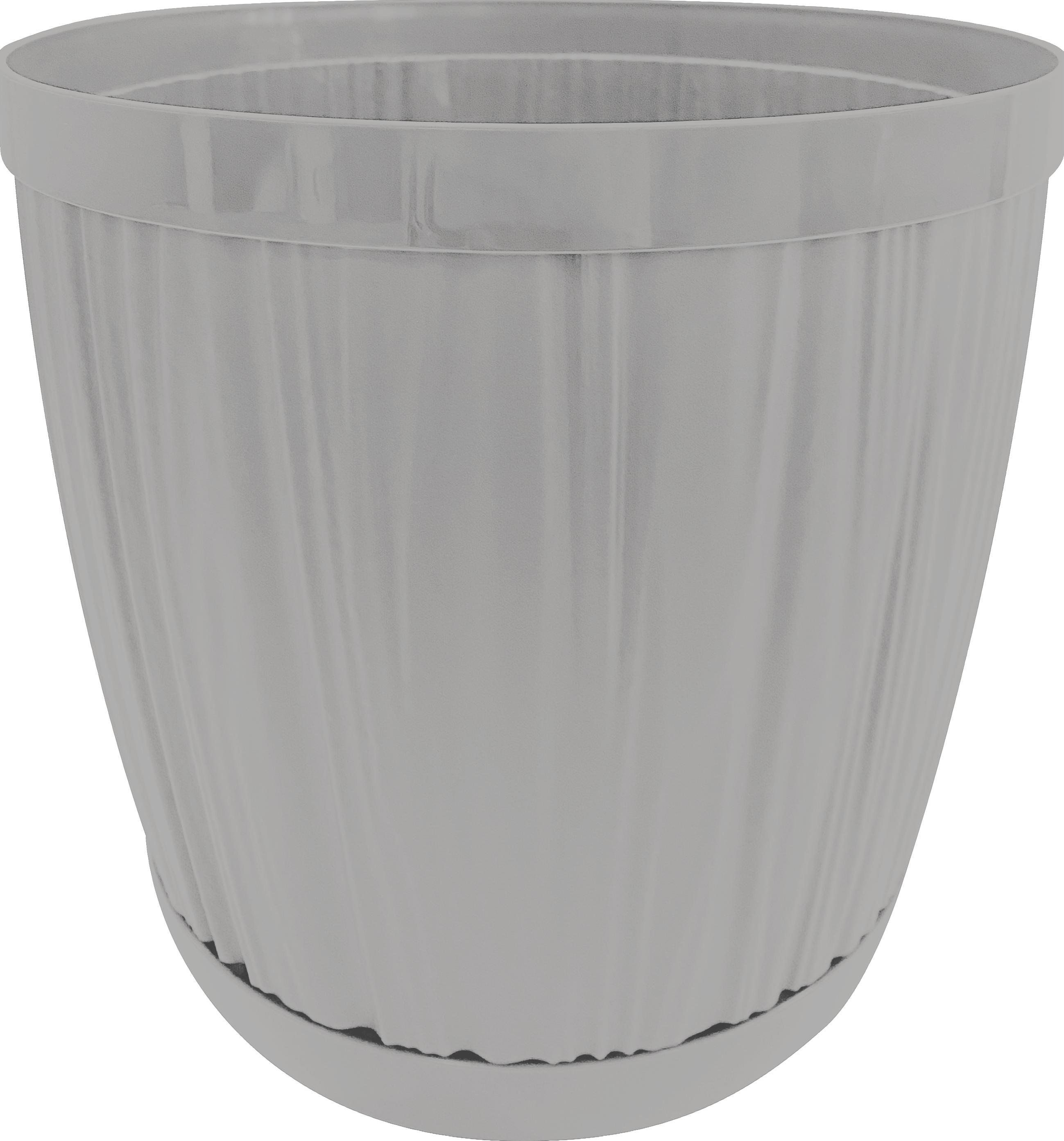 Кашпо ИнГрин Барселона с поддоном пластик d-24см h-21см V-6,5л серый по цене 
