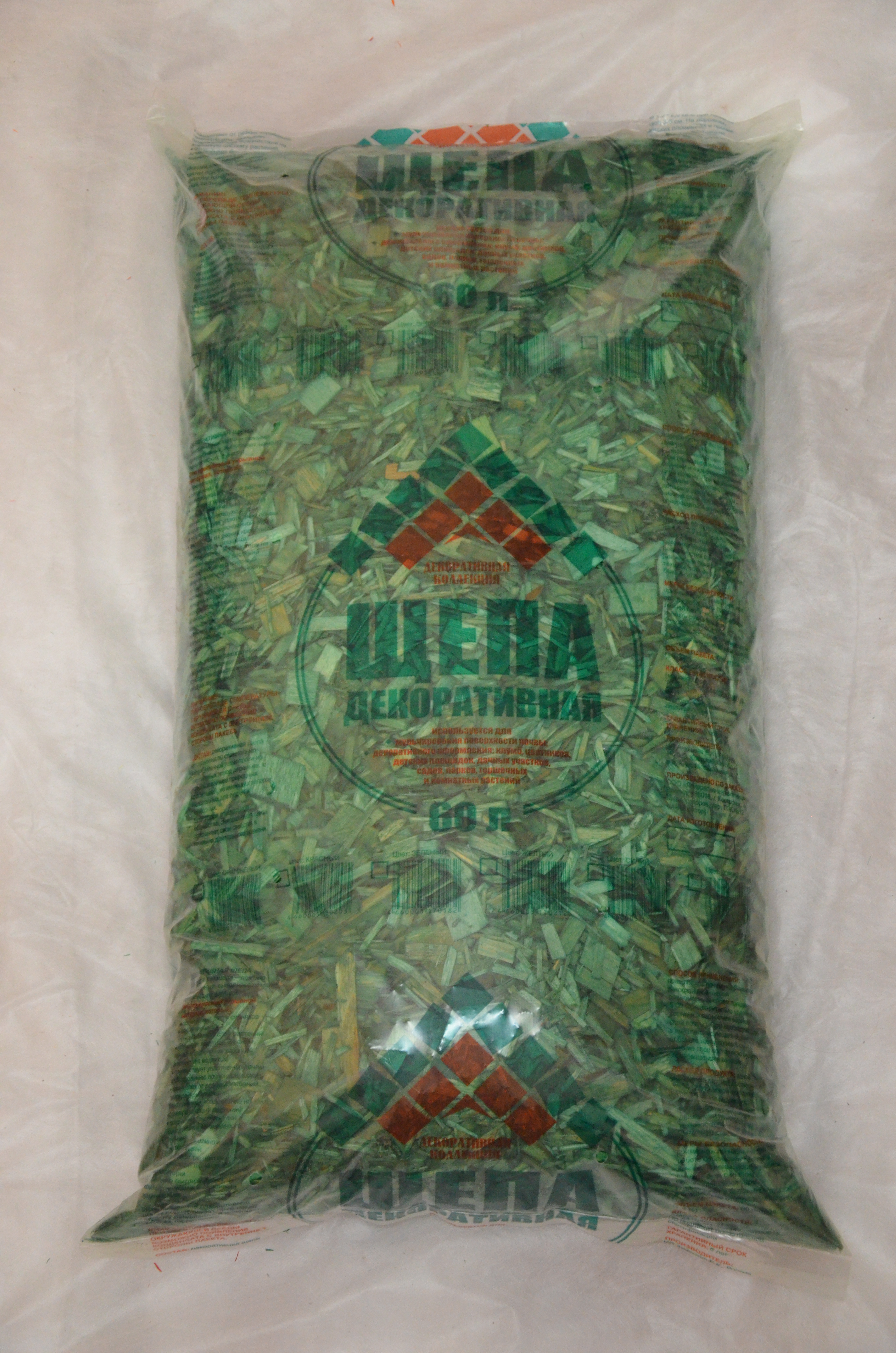 Щепа декоративная ДК зеленая 60л по цене 