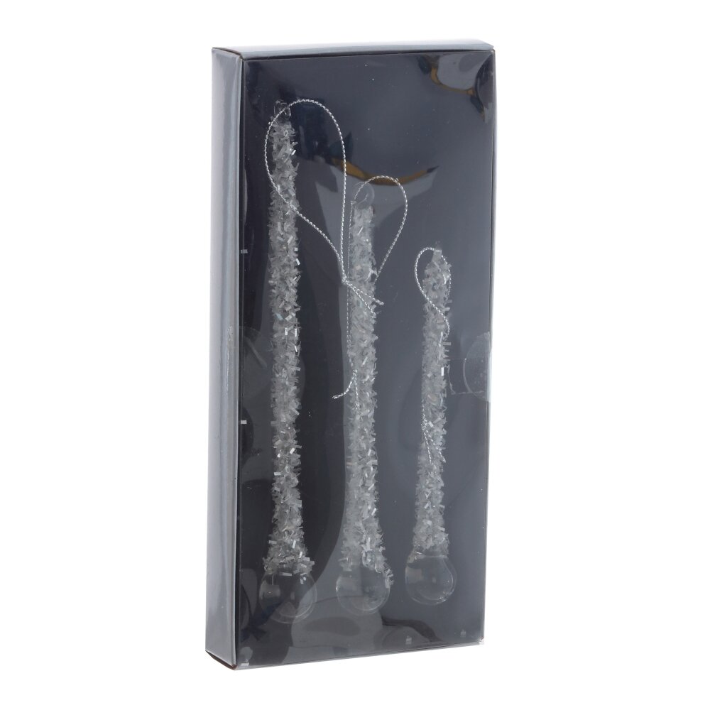 Украшение новогоднее Сосулька набор из 3-х шт 2х2х17,5см, стекло  арт.805830 по цене 