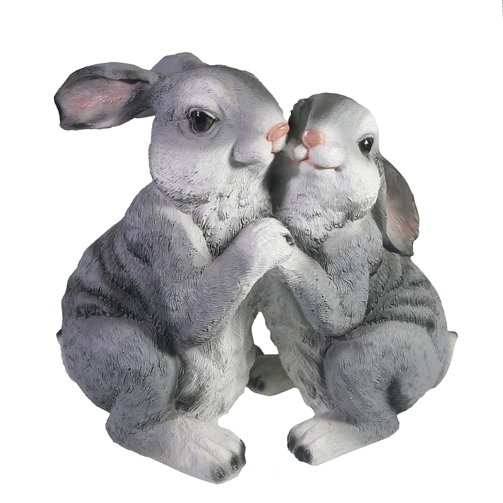 Фигура декоративная садоваяДва зайки серый 30х16х24см полистоун арт.713591/F545 по цене 