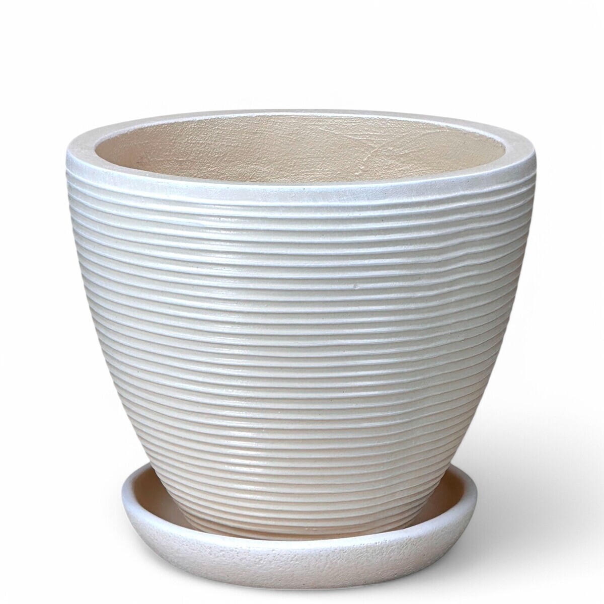Горшок с поддоном Полоски 30л 35х41см слон.кость, композитный бетон арт.714063 по цене 