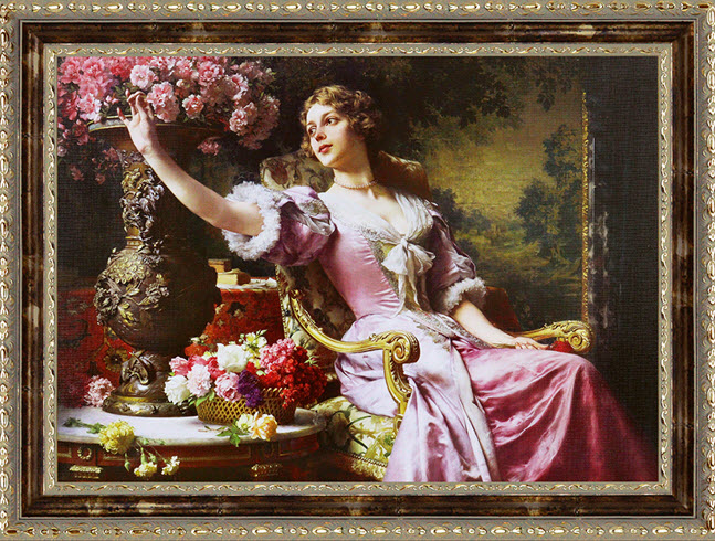 Картина - репродукция Девушка с цветами 50х70см арт.8Л1679 по цене 