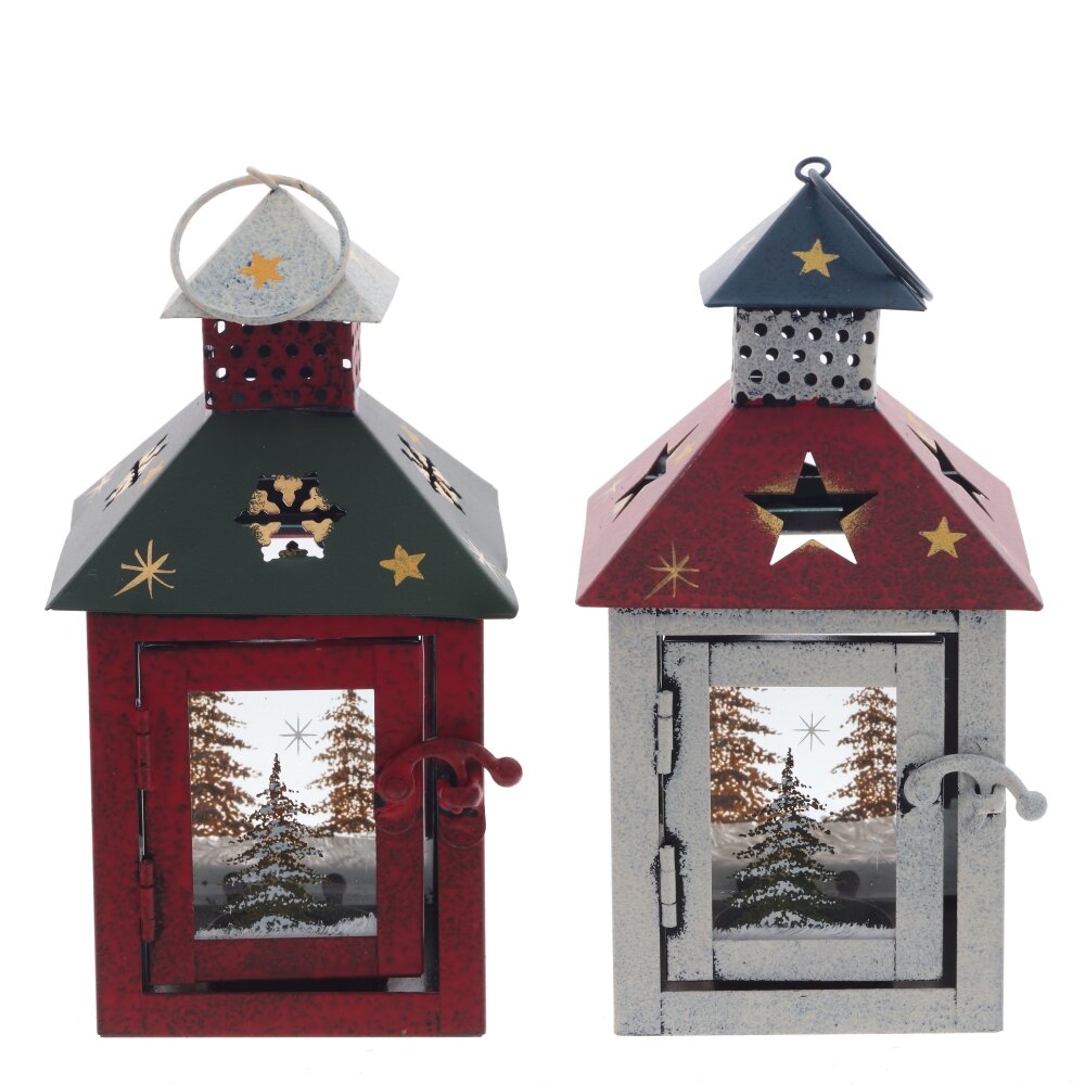 Подсвечник Фонарь 10х10х18,5см 2в., металл , стекло арт.809108 по цене 