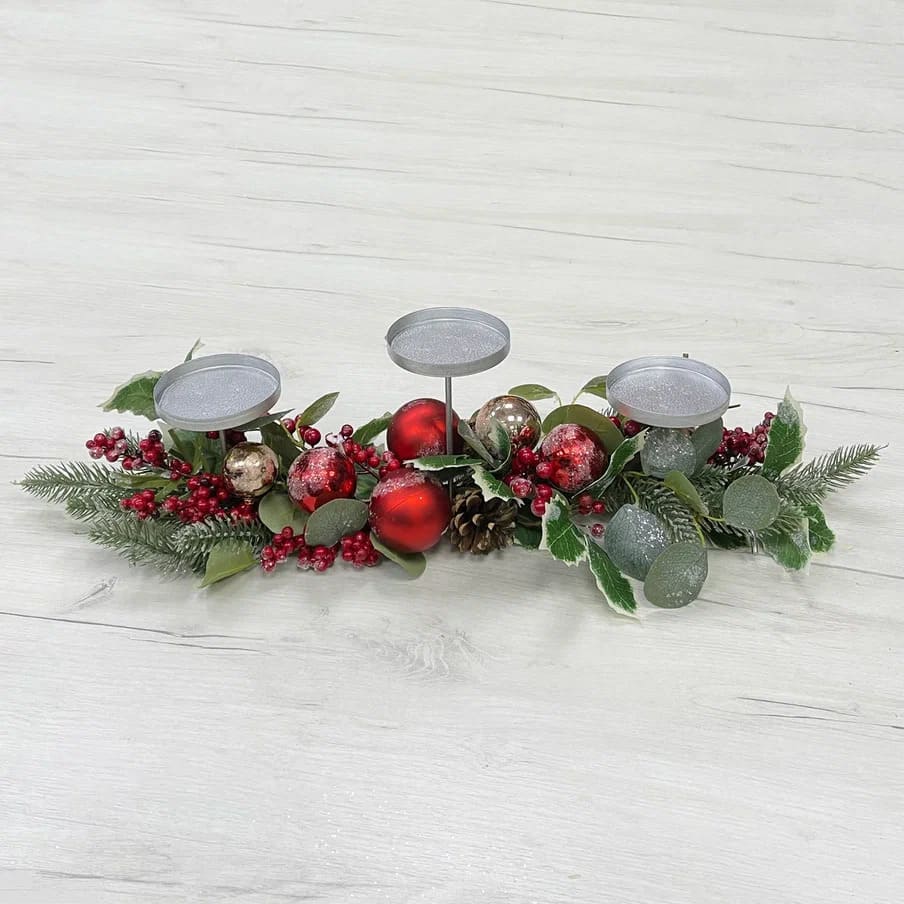 Подсвечник с еловыми ветками 60см зеленый арт.87374 по цене 