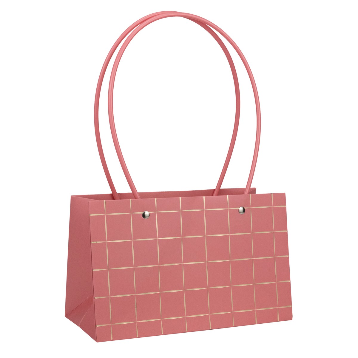 Пакет для цветов водостойкий крафт 13х9,5х15см, розовый/золотой по цене 