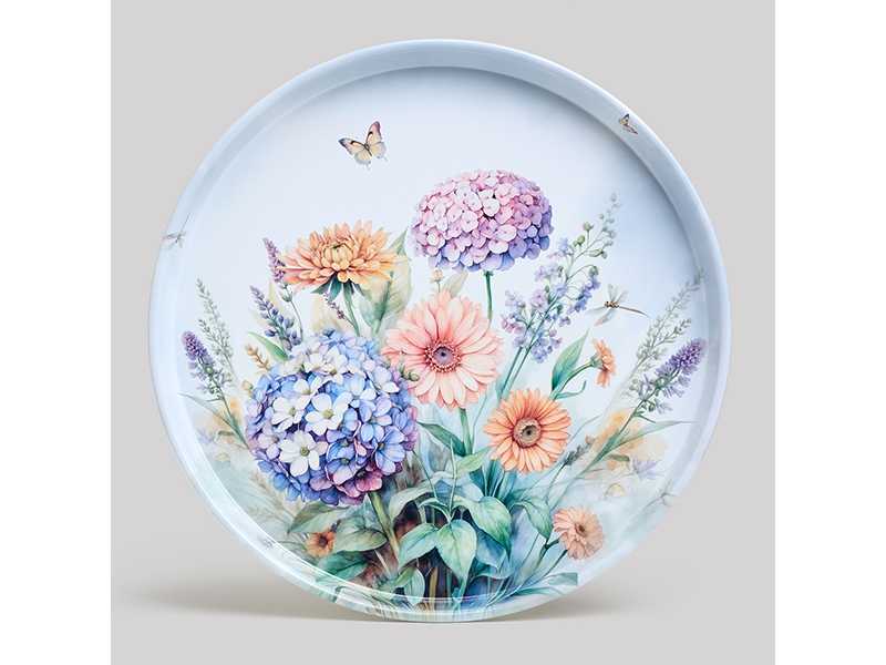 Поднос сервировочный Агнесс Цветочный Эдем 33x2,1см, сталь арт.898-246 по цене 