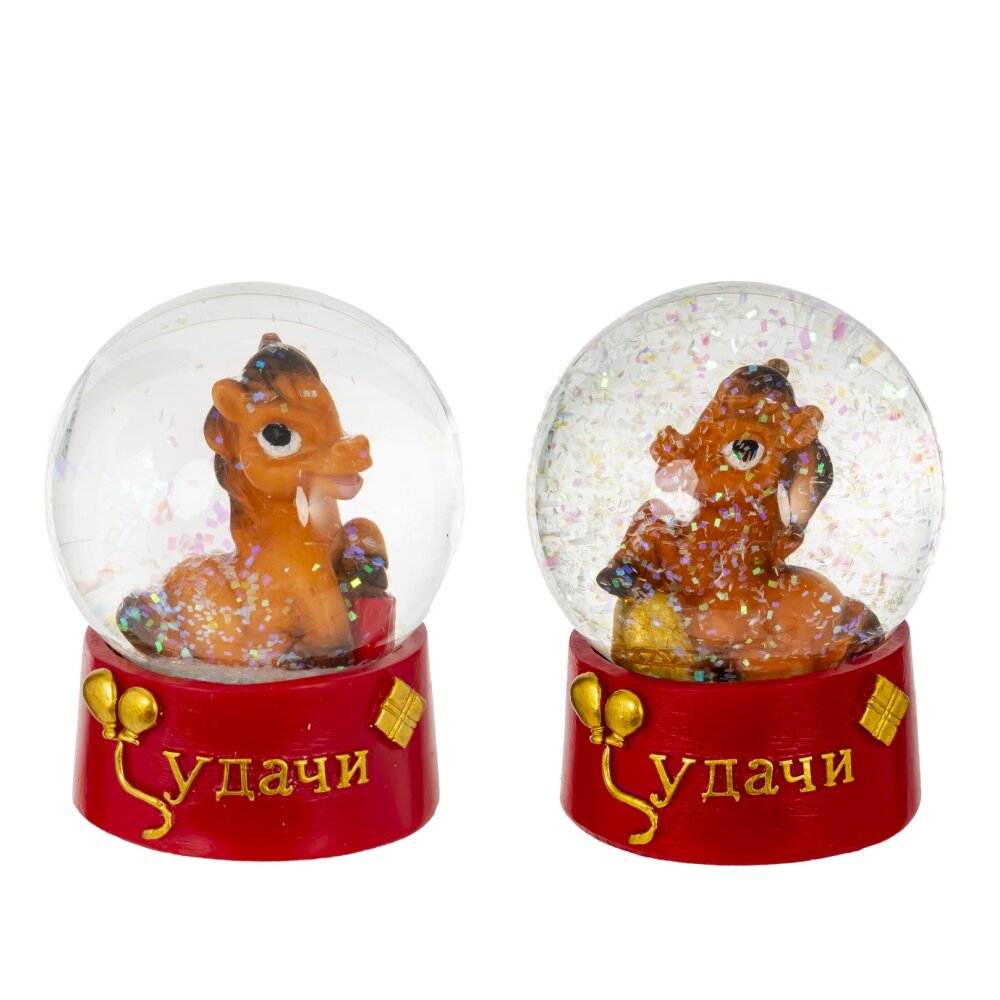 Фигурка в стекл шаре Лошадка 6,5х6,5х9см, 2в. арт.823379 по цене 
