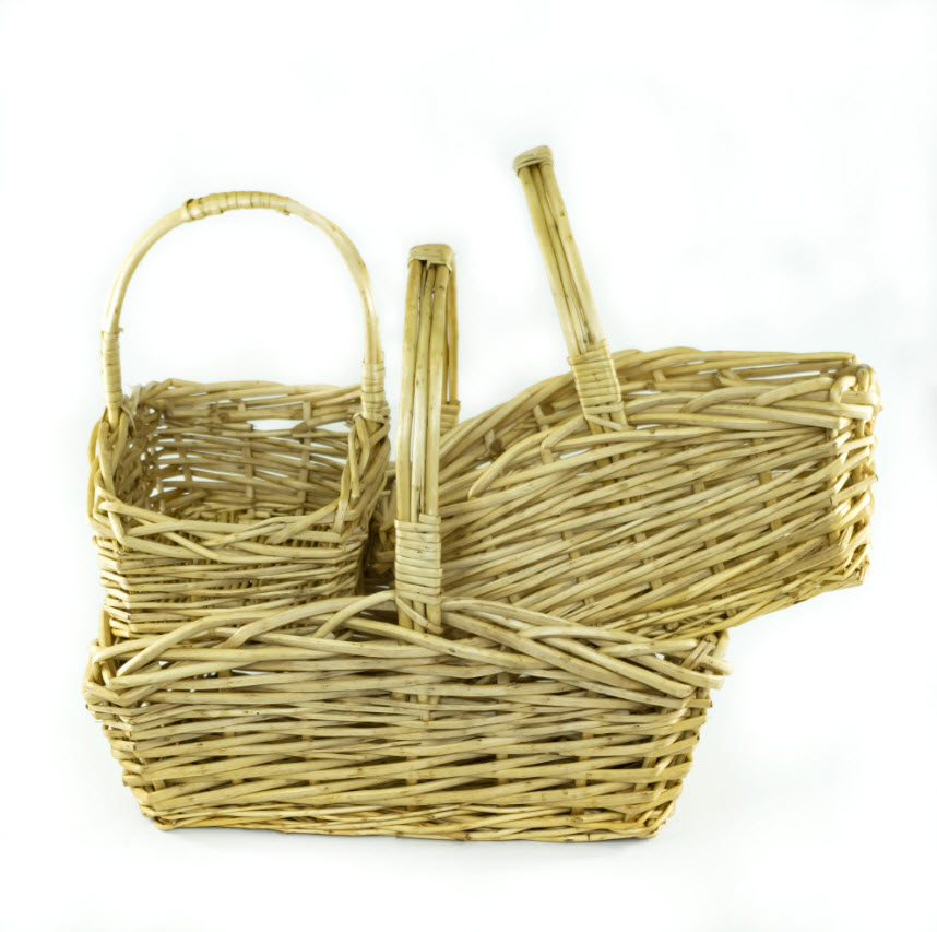 Набор корзин плетеных 3шт ива 45х33х21х39см, натуральный по цене 