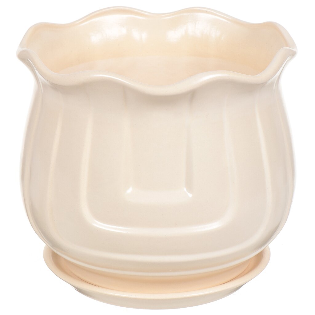 Горшок Лира №2 23х23х20,5см 5л керамика, желтый люкс 1сорт по цене 