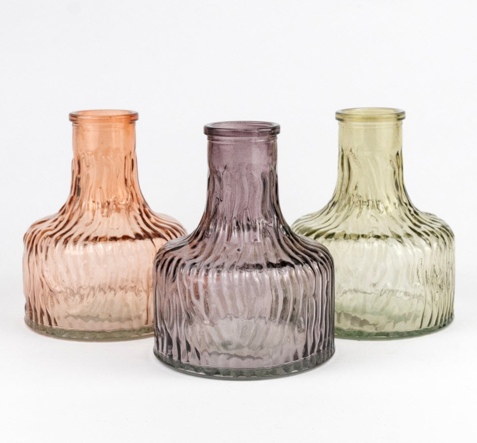 Ваза Бутылочка стекло 13х11см, цв. в асс. по цене 