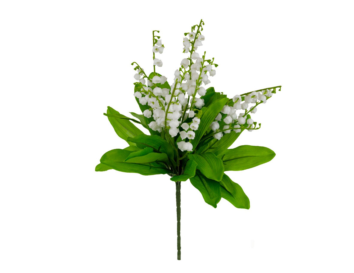 Цветок искусственный Ландыш на вставке 32см, белый по цене 
