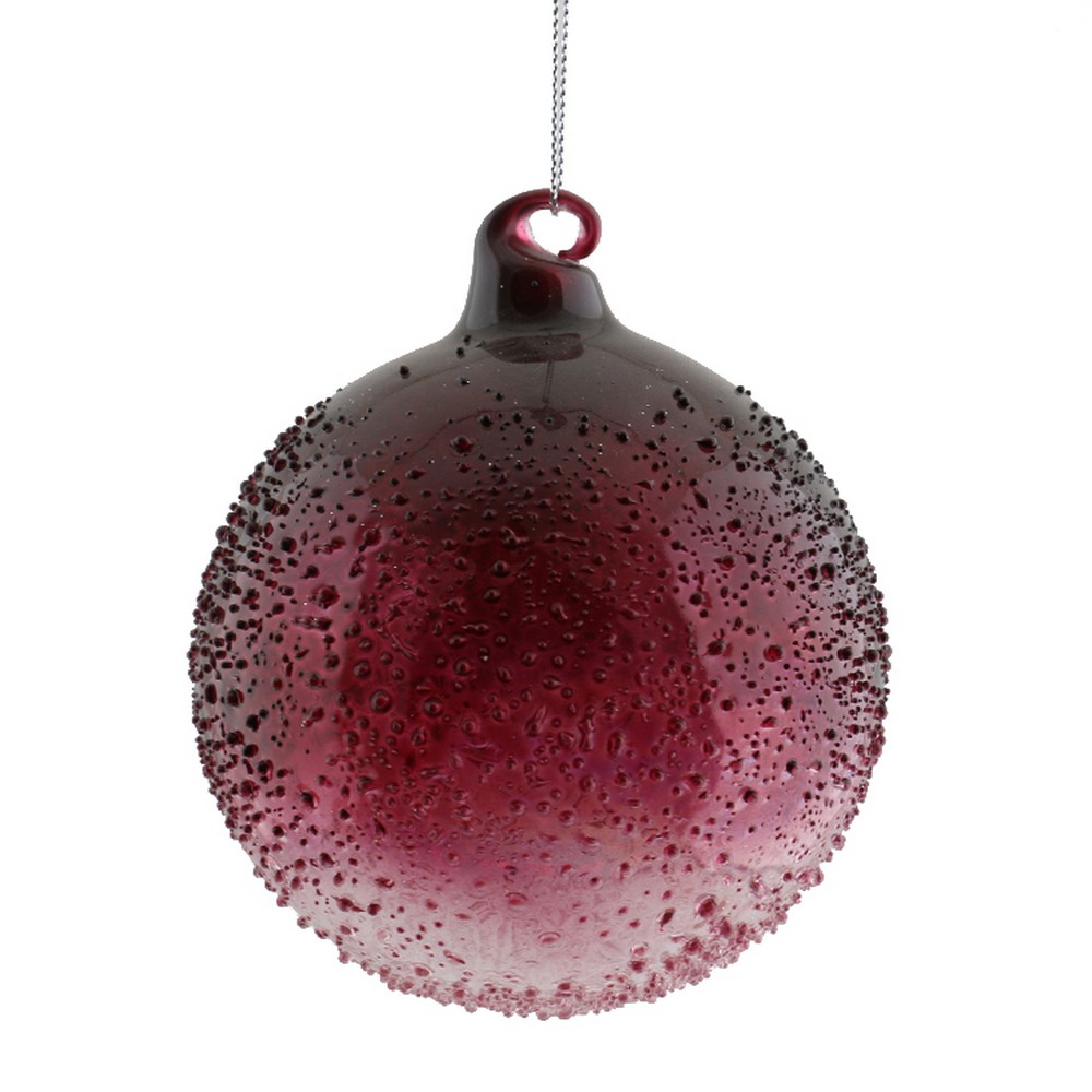 Украшение новогоднее подвесное Шар малиновый 8см стекло арт.90846 по цене 