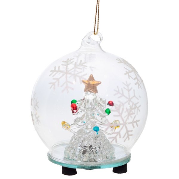 Украшение новогоднее Елка в шаре с подсветкой, 8х8х9см по цене 