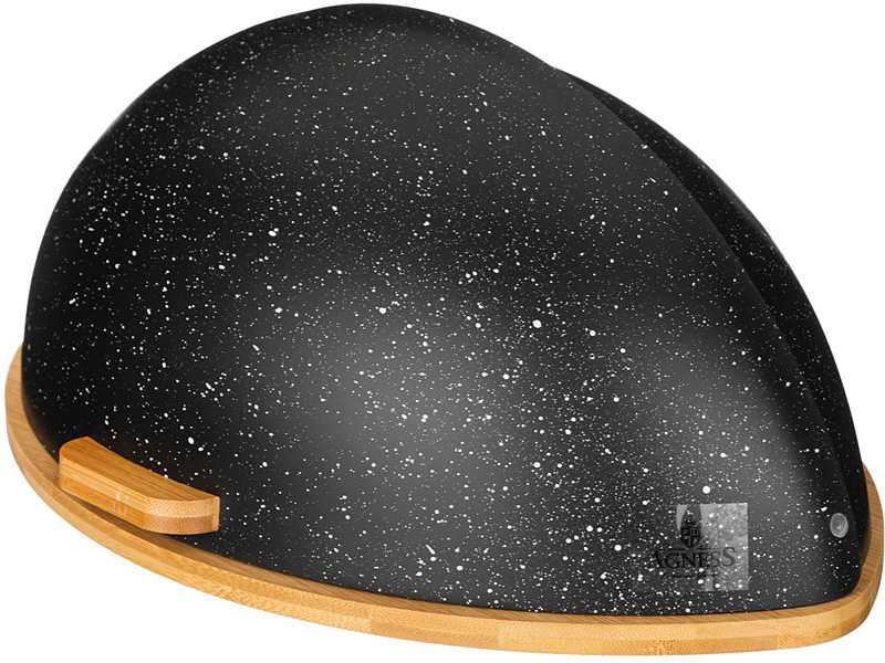 Хлебница Агнесс деревянная с пластиковой крышкой черный арт.938-072 по цене 