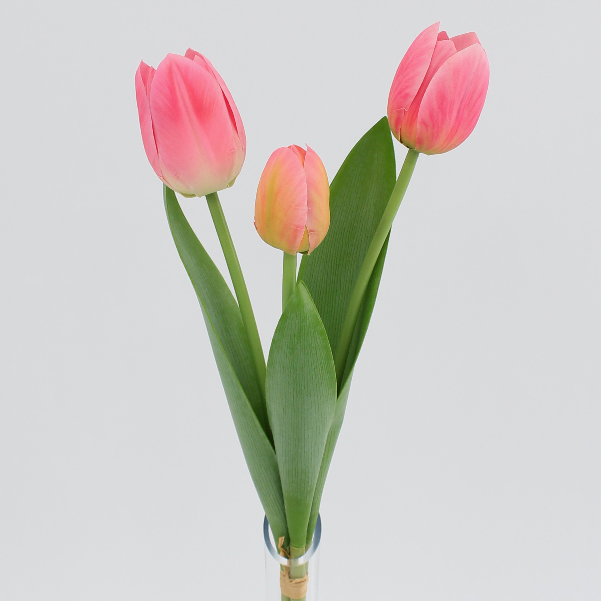 Цветок искусственный Букет тюльпанов 3шт 51см, розовый по цене 